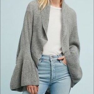 Grey Bell Sleeve Wool Blend Cardigan Anthropologie